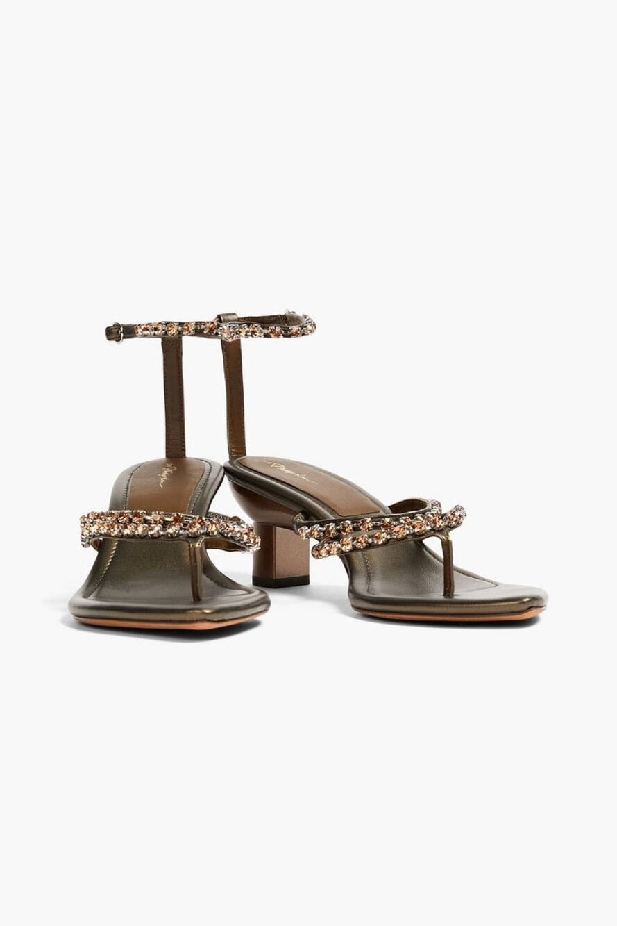 3.1 Phillip Lim Verona Bronze Short Heeled Crystal Embellish Sandals 10.5
